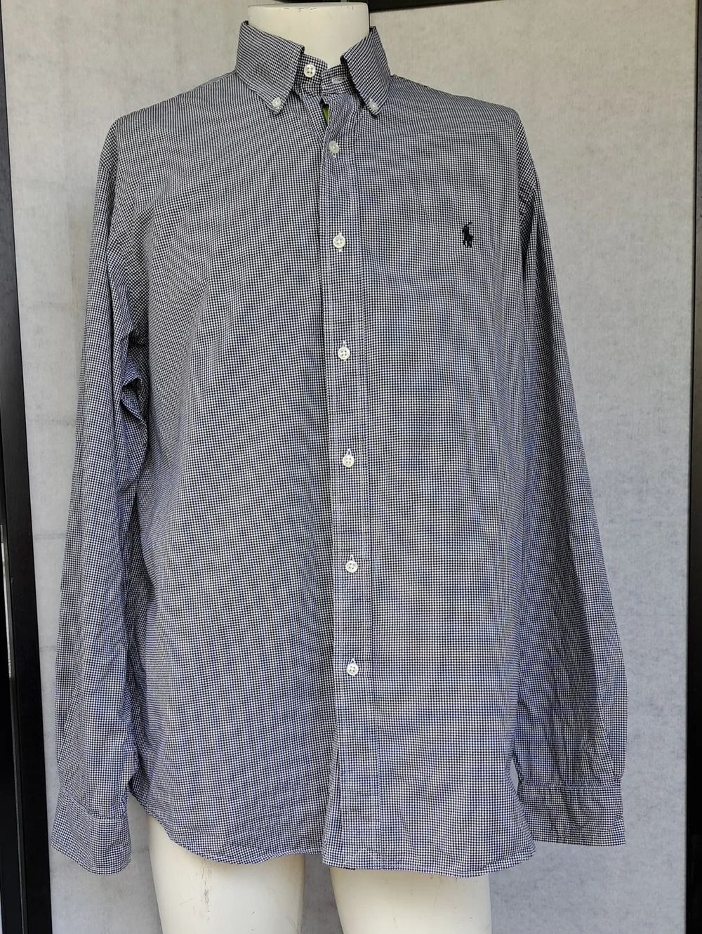 Polo by Ralph Lauren Navy and White Micro-Check Button-Down Shirt